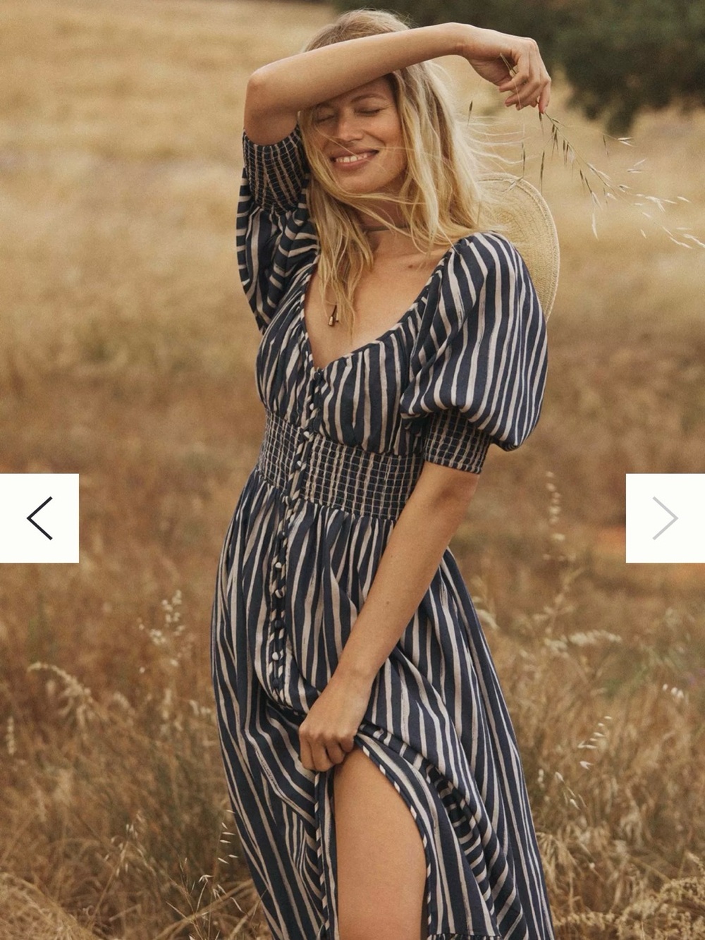 Anthropologie Long-Sleeve Sweetheart Midi Striped Dress - M